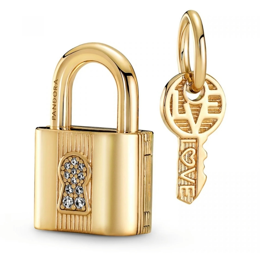Pandora Gold Padlock w/Key